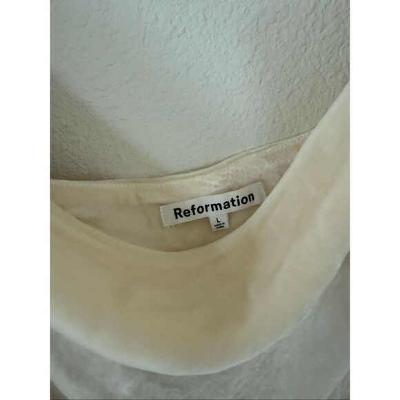 NWT Reformation Nya Velvet Dress Cream with Black Bows, size: L - Picture 6 of 10